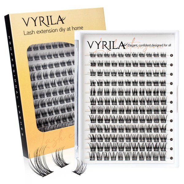 VYRILA Lash Clusters 8-16mm, False Eyelashes 132pcs, Cluster Eyelash Extensions