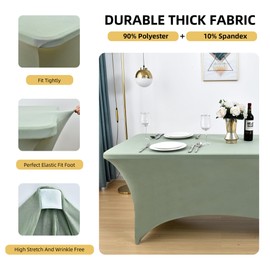 ZarzaaSik 118 2-Pack 4ft Spandex Table Covers for Rectangular Folding Tables - Wrinkle Resistant Stretch Tight Table Cloths - Ultimate Fitted Table Protector for Parties, Banquet, and Wedding