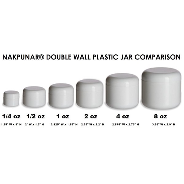Nakpunar 12 Pcs, 1 Oz Black Double Wall Plastic Jars with Dome Lid