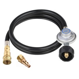 CAMPLUX 5 Ft Quick Connect Propane Hose with Regulator, 1/4" Female Quick Connect, Fit for Propane Water Heater, Fire Pit, Gas Grill, Olympian 5100, 5500 RV Grill