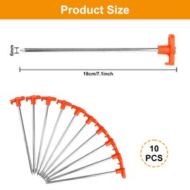 10 Stück Drehbare Zeltheringe aus Metall mit Nachthandgriff 18cm Robust und Langlebig Zeltheringe zum Schrauben Wasserdicht und Sturmsicher für Camping, Outdoor, Harte Böden, Wald,Wiesen Gras (Orange)