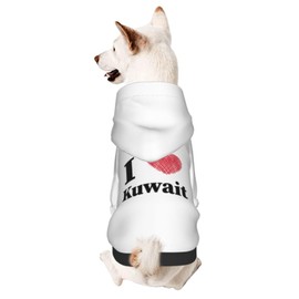 I Love Kuwait Dog Sweater Winter Pet Dog Hoodie Sweatshirts Warm Soft Dog Clothes Large