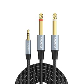 ANDAPA Cable Audio 3.5mm a Doble 6.35 mm (2M), Computadora, Reproductor de CD, Altavoces y Sistemas de Amplificador para el Hoga