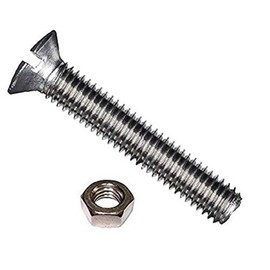 Merriway BH02522 (100 Pcs) Slotted Countersunk Head Machine Screws with Nuts, M3 x 25 mm (1/8 Inch x 1 Inch) Bright Zinc Plated - Pack of 100 Pieces