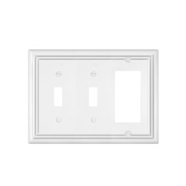 ZILLSEA Pure White 2 Toggle/1 Decorator Wall Plates, 1-Pack Combo Double Toggle/Single Rocker Switch Plates, Durable Metal, 3-Gang, 6.77''*4.88'', Midsize