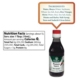 Eden Ponzu Sauce, Premium Traditional Five Flavor Umami Seasoning Made in Japan, Yuzu and Sudachi Juice, 6.75 fl oz Glass Bottle