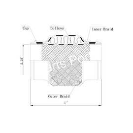 Heavy Duty Double Braided Stainless Steel Exhaust Flex Pipe with 2.25" ID / 4" Braided Length / 4" Overal Length