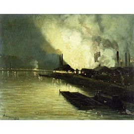 Factories at Night by Aaron Harry Gorson - 20" x 25" Premium Canvas Print