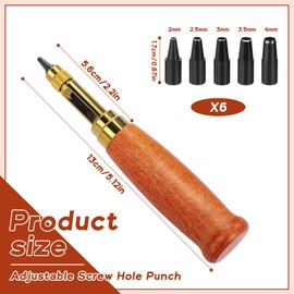 ENCHOL Adjustable Japanese Screw Hole Punch, Leather Screw Punch, Craft Punch Automatic Belts Punch with 5 Punches, Used for DIY Craft Sewing Leather Punching