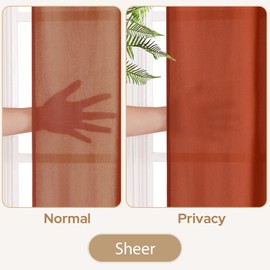 HOMEIDEAS Non-See-Through Fall Burnt Orange Privacy Sheer Kitchen Curtains, 30 X 36 Inches Long 2 Panels Short Sheer Curtains Light Filtering Bathroom Window Drapes for Bedroom Living Room