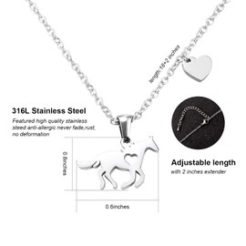 CheersLife Horse Necklace for Girls Initial Heart Charm Necklace Stainless Steel Delicate Horse Pendant Mother's Day Birthday Jewellery Gifts for Mother Women Horse Lovers, Stainless Steel, Bead