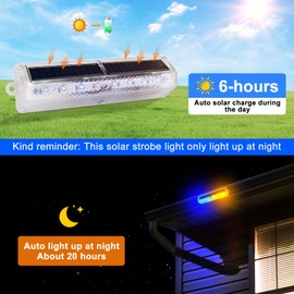 Aolyty Solar Warning Light, Bright Yellow and Blue Light Flashing Alternately Waterproof Emergency Caution Light for Construction Site, Dock, Guardrails, Driveway, Beacon (Yellow & Blue)