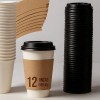 50 Vasos Desechables 12oz Para Café Kit Con Tapas Y