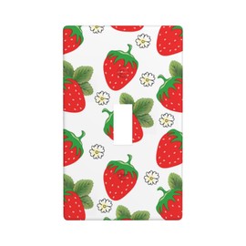 Strawberry Floral Single Toggle Light Switch Plate Decorative Electrical Wall Plates, 1 Gang Light Switch Cover Plate 2.75" X 4.5" For Kitchen Bedroom Home Decor
