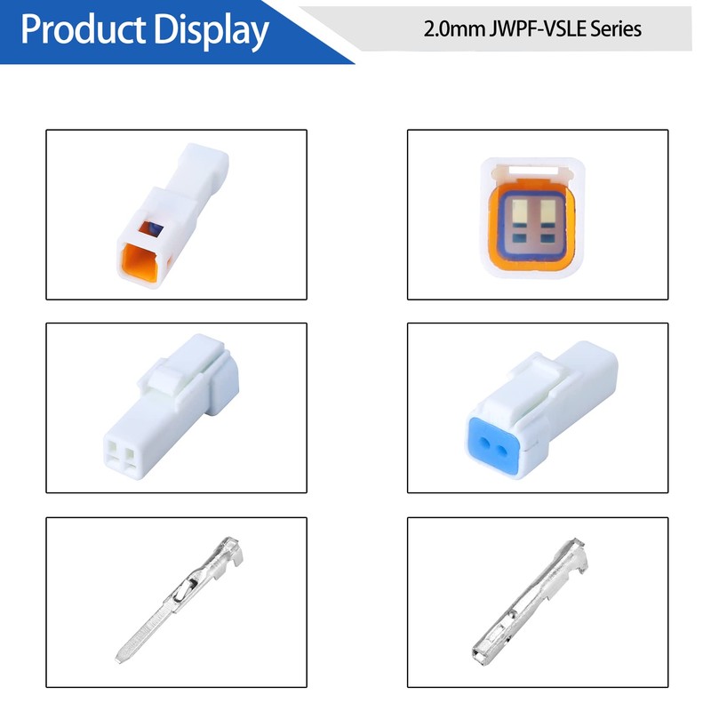 MUYI 5 Kits 2 Pin Way JST Waterproof Connector 26-22