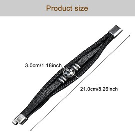 QKEPCY Braided Leather Bracelet Football Emblem Multilayer Bracelet Magnetic Closure Sports Jewellery Unisex Wrist Accessory, 21 cm, cerebral cortex