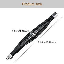QKEPCY Braided Leather Bracelet Football Emblem Multilayer Bracelet Magnetic Closure Sports Jewellery Unisex Wrist Accessory, 21 cm, cerebral cortex