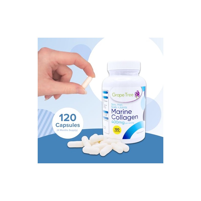 Grape Tree Marine Collagen 500mg Capsules – 120 Capsules Hydrolysed