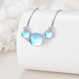 HOPEEZZ Moonstone Necklace for Women 925 Sterling Silver Moonstone Jewelry Turquoise Lover Gift (blue 2)
