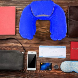 Inflatable Travel Pillow for Airplanes, Inflatable Travel Neck Pillow, U Shaped Pillow, Portable Pillow, U-Shaped Neck Pillow, Air Pillow, Curvy Pillow, Manual Press Inflate Neckline Pillow for Travel