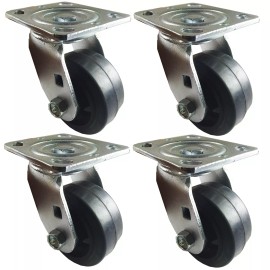 Hy-Weld 4" x 2" Heavy Duty "Rubber on Cast Iron" Caster - 4 Swivels