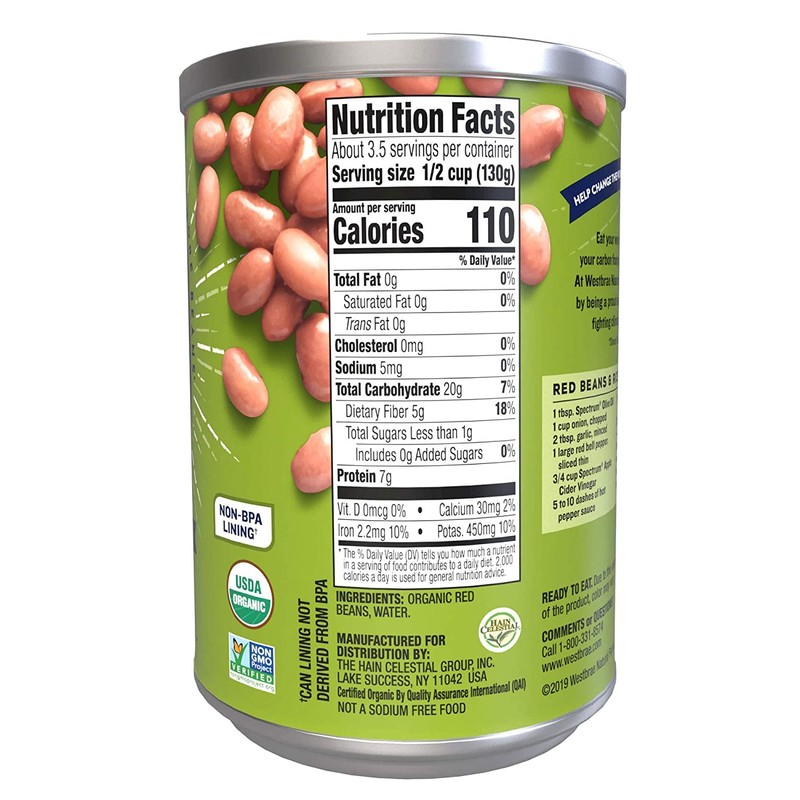WESTBRAE 15 oz Natural Organic Red Beans, No Salt Added,