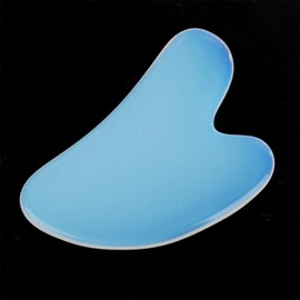 Heart-Shaped Gua Sha Facial Tool - Natural Jade Stone for Jawline Sculpting and Reducing Puffiness, Gua Sha Massage Tool with Box (Blue)