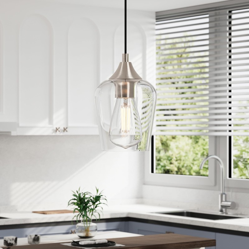 VONLUCE Pendant Lights Kitchen Island, Brushed Nickel Pendant Light Fixtures