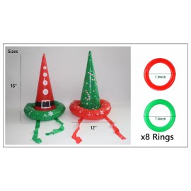 Generic 10 pcs Christmas Inflatable Ring Toss Game, Hat Ring Toss Game Set Party Decor