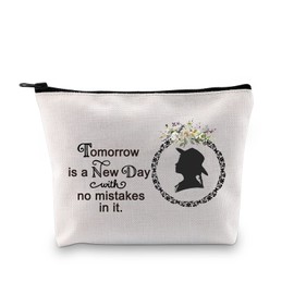 G2TUP Bolsa de maquillaje literaria con cita de libro "Tomorrow is a New Day with No Mistakes in It" Anne Shirley Fans bolsa de cosméticos para los amantes del libro, Bolsa de maquillaje literaria,