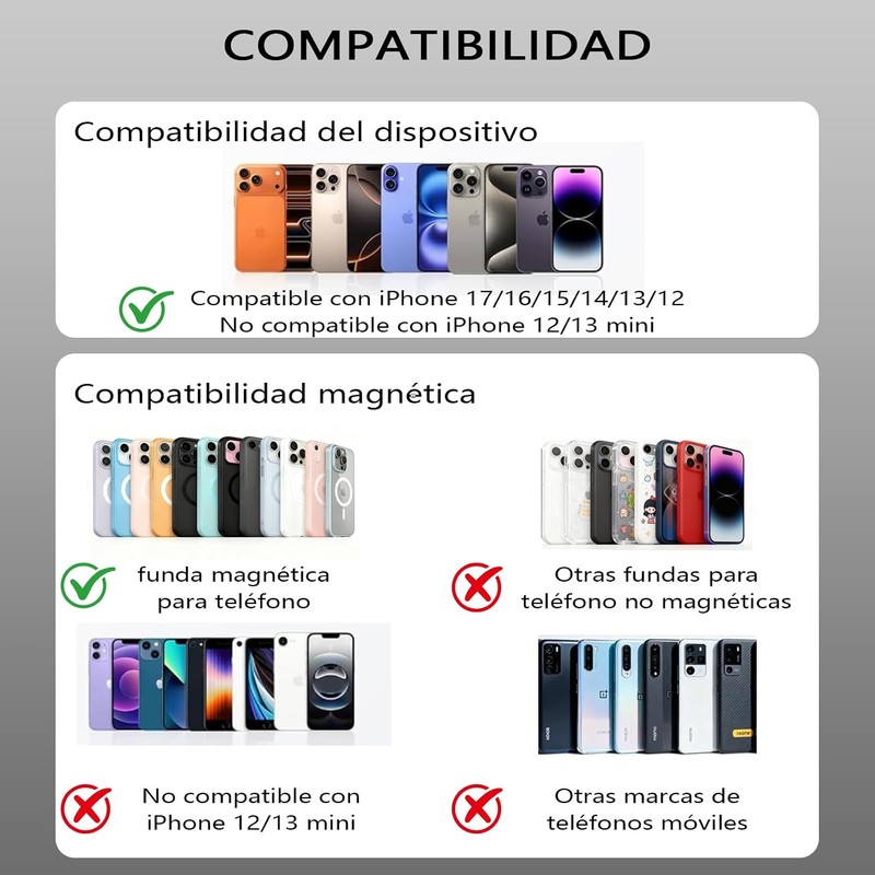 Cartera Magnética, Porta tarjetas magnético ajustable, Billetera magnética de piel