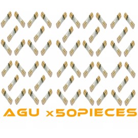 DNF 50 PCS 50 AMP AGU GOLD PLATED FUSES 50 AMP ROUND GLASS FUSES - SHIPS TODAY!