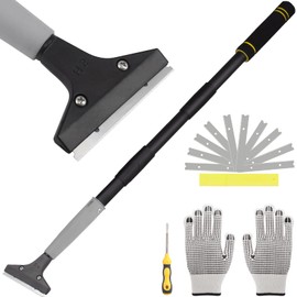 Greeily Floor Scraper Long Handle, 31" to 61" Gum Scraper Tool for Floor Cleaning Tile Wall Gum Paint with 4 inch Scraper Blade Long Handle Sturdy and Durable (31“-61”)