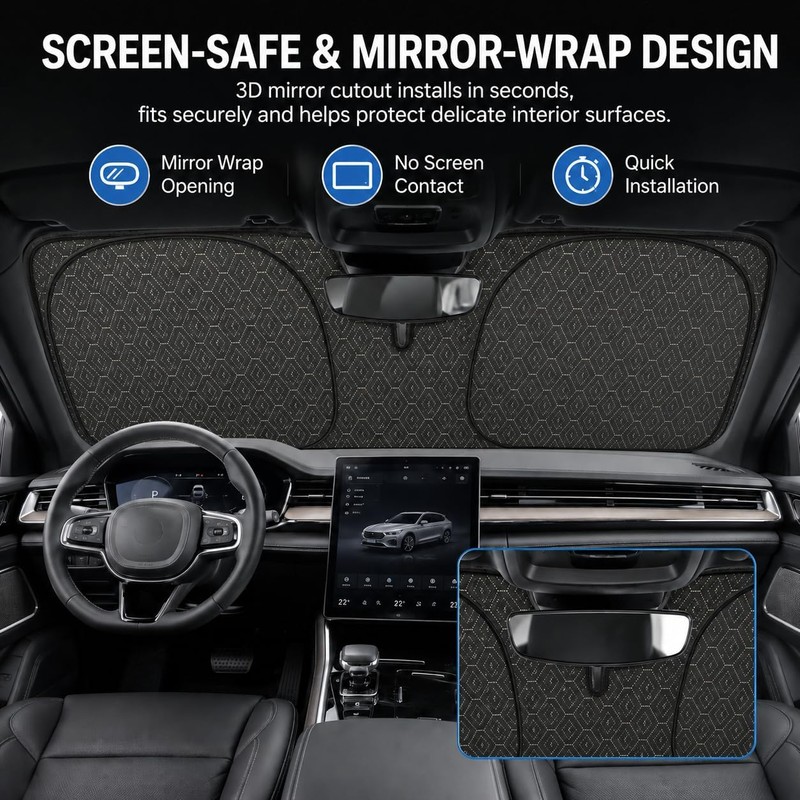 auvstar Parasol para Coche ZYD Plegable 145x83cm Plateado