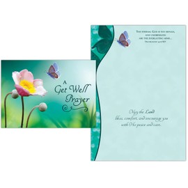 Shared Blessings Fluttering Butterfly Get Well 1 Count Religious Praying For You Greeting Card, King James Version Scripture