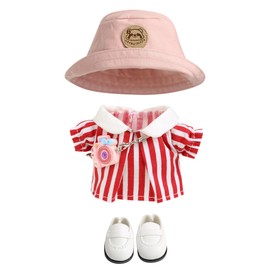 17cm Doll Clothes - Kawaii Clown Style Set - Doll Hat & Doll Clothing & Doll Shoes & Camera, Cute Doll Outfit with Accessories for Display, Collectors, Gift - Red (NO Doll)