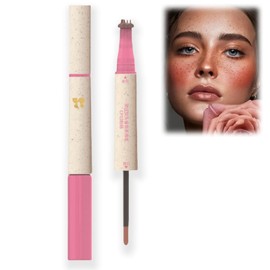 Freckle Blush Pen,Natural Lifelike Freckle Makeup Pen,Fake Freckles,2-In-1 Natural Lifelike Light Brown Freckle Stamp & Soft Pink Liquid Blush for a Na-tural Sun Fre-ckled Look