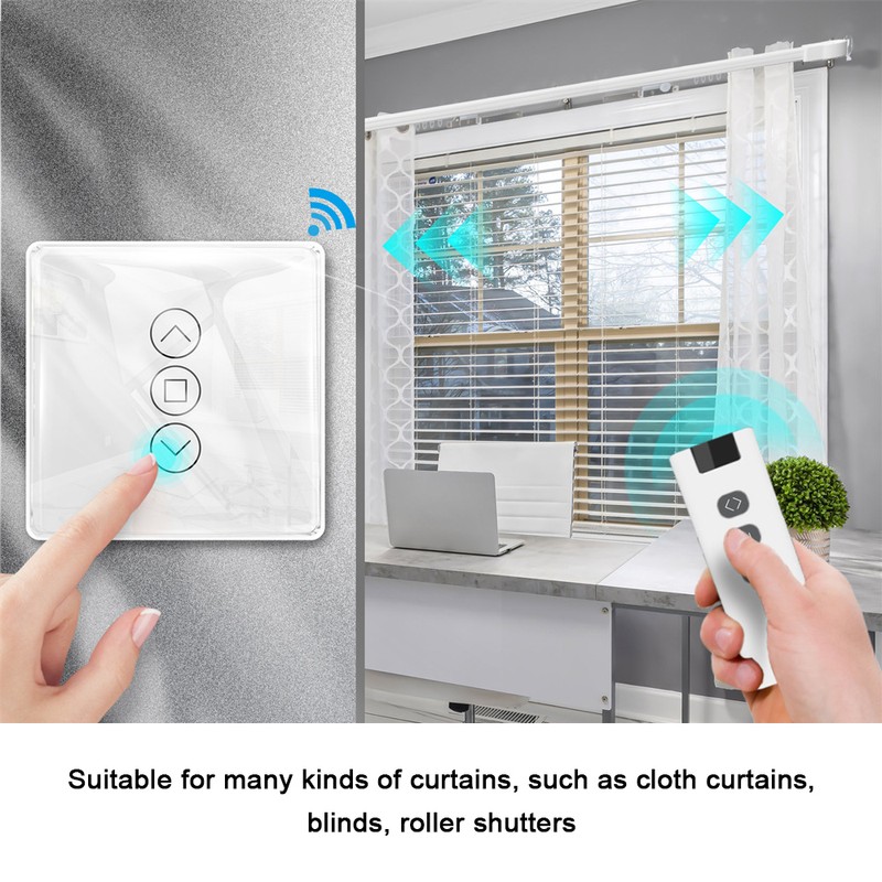 Tuya Wifi Intelligent Curtain Switch Arc Glass Touched Screen Curtain
