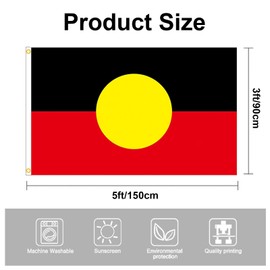 Aboriginal Flag of Australia, 150 x 90 cm, Black Red Yellow Design