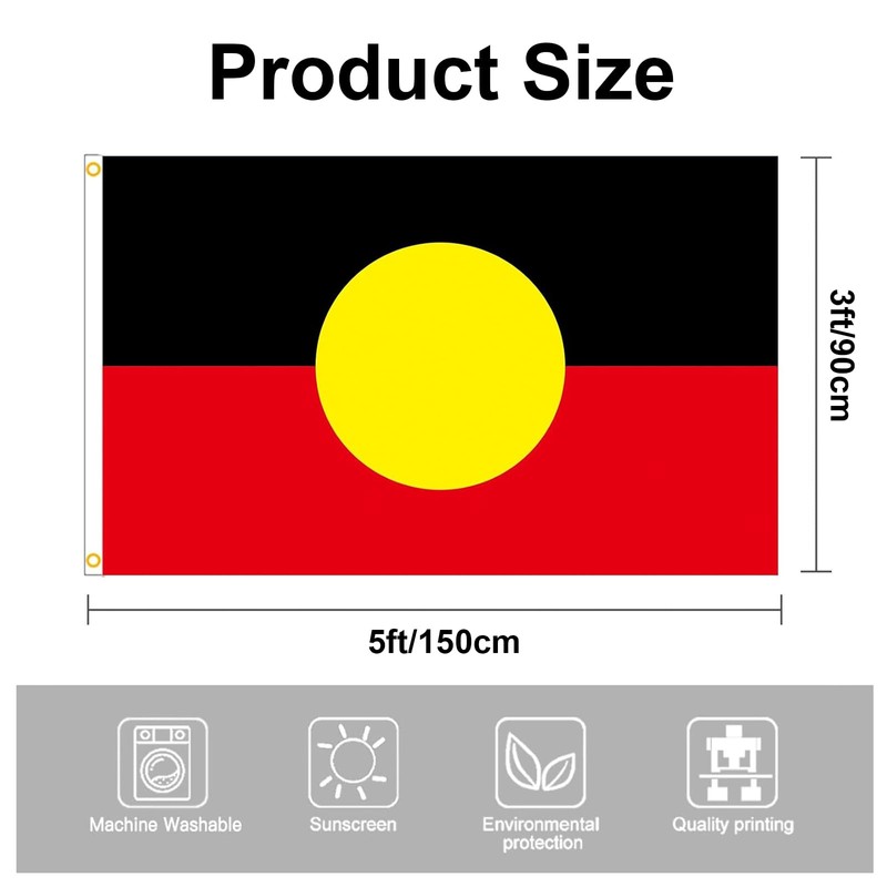 Aboriginal Flag of Australia, 150 x 90 cm, Black Red