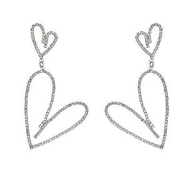 Cubahop 1 Pair Heart Love Dangle Drop Earrings Crystal Rhinestone Earrings Wedding Prom Jewellery Gift for Women Girls, Crystal