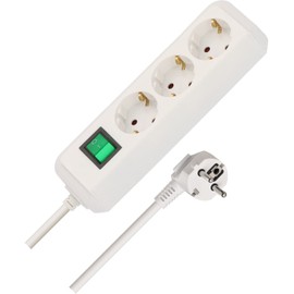 Brennenstuhl Eco-Line Socket Strip / 3-Way / with Child Safety Lock, Switch and 5 m Cable, white, 1152920