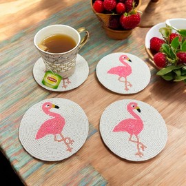 Handmade Flamingo Drink Coasters - Set of 4