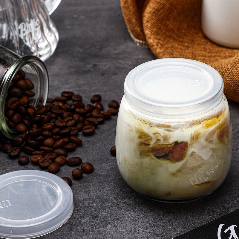 Hoolerry 10 Pcs Yogurt Jar Lids Set 2.64 Inch Clear