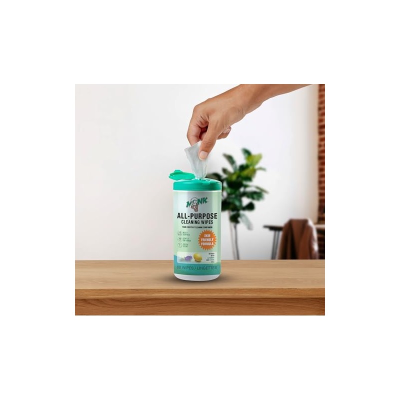 Monk All Purpose Cleaning Wipes, Fresh Scent, Multi-Surface, Skin Friendly,
