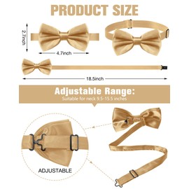 JaGely 40 Pcs Men's Bow Ties Pre Tied Tuxedo Formal Adjustable Clip On Bow Satin Bowtie for Men Costume Wedding Party (Champagne)