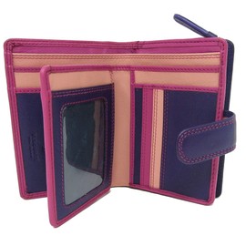 Ladies Gorgeous Visconti Rainbow Leather Multi Compartment Purse Wallet RFID Secure RB51 (Berry Multi)