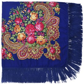 LOVNBHELP Russian Style Muffler Warm Scarf Women's Traditional Scarf Wrap Tassel Shawl Fringes Neck Head Shawl Retro Scarf/Royal Blue