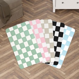 Checkered Dog Feeding Mat, Non-Slip Sole Absorbent Dog and Water Bowl mat, Stain Free Quick Drying Checkerboard pet placemat, Suitable for Dog, cat,Accessories 12" x19"