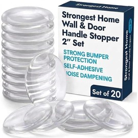 20 Pack Clear Wall Protector Door Stoppers – 2 Inch Self-Adhesive Silicone Door Knob Bumpers for Wall Protection, 